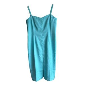 Ann Taylor Heart Neck Sheath Dress Aqua teal blue 14